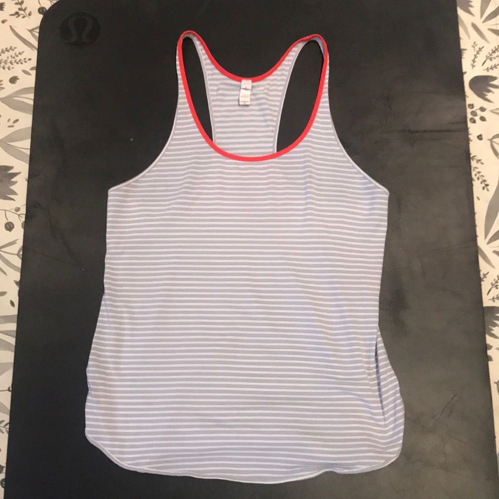 Lululemon tank striped lightweight white grey